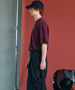 [26SS PRE-ORDER]Birdseye Jersey Mesh Prime-Over Henry Neck Short-sleeved T-shirt