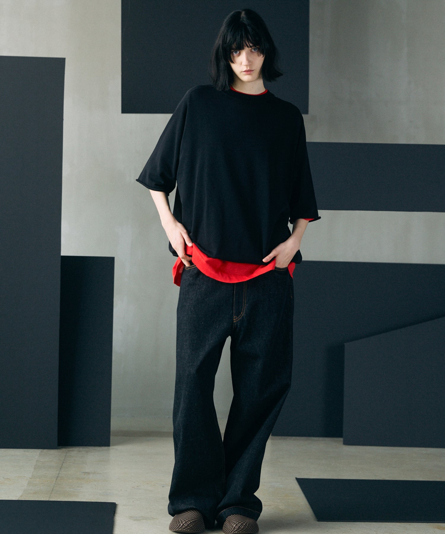 【26SS PRE-ORDER】Birdseye Jersey Mesh Prime-Over Henry Neck Short-sleeved T-shirt