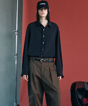 【26AW PRE-ORDER】Frieren Stripe Prime-Over Regular Collar Shirt