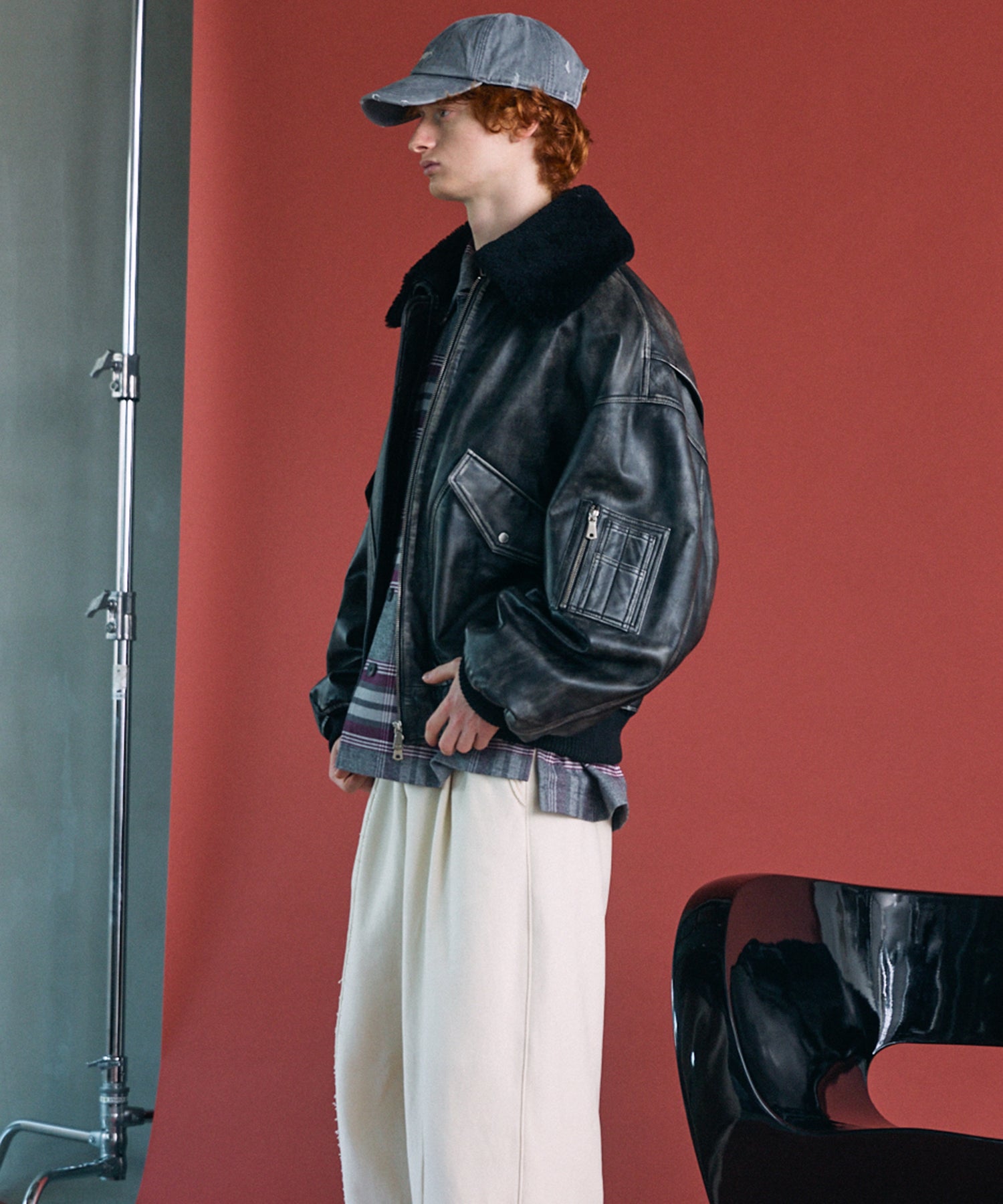 【26AW PRE-ORDER】Sheep Leather Mouton Prime-Over G-1 Flight Jacket