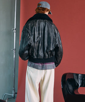 【26AW PRE-ORDER】Sheep Leather Mouton Prime-Over G-1 Flight Jacket