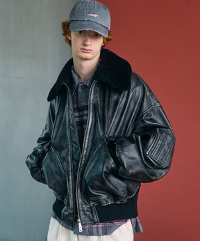 【26AW PRE-ORDER】Sheep Leather Mouton Prime-Over G-1 Flight Jacket