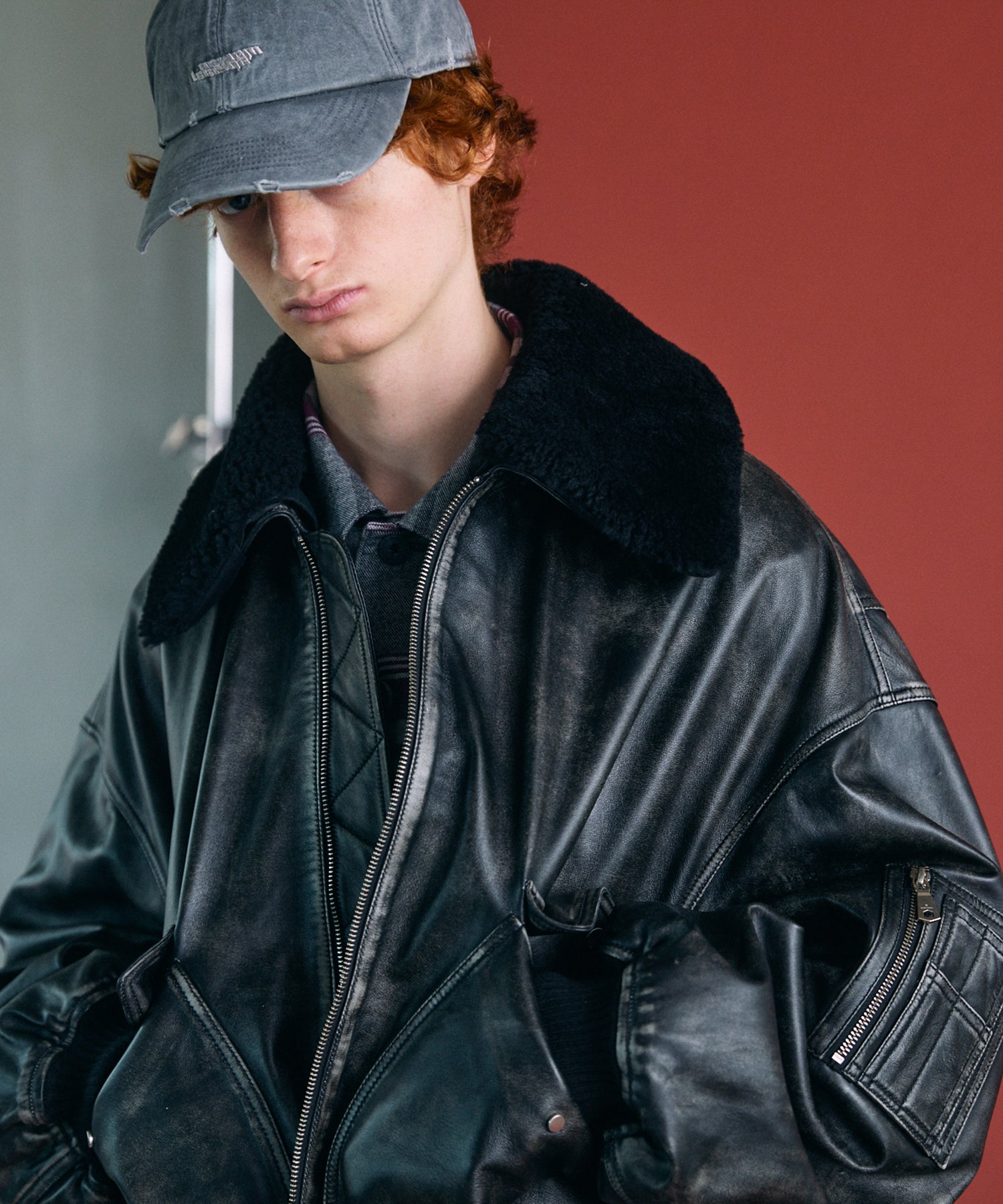 【26AW PRE-ORDER】Sheep Leather Mouton Prime-Over G-1 Flight Jacket