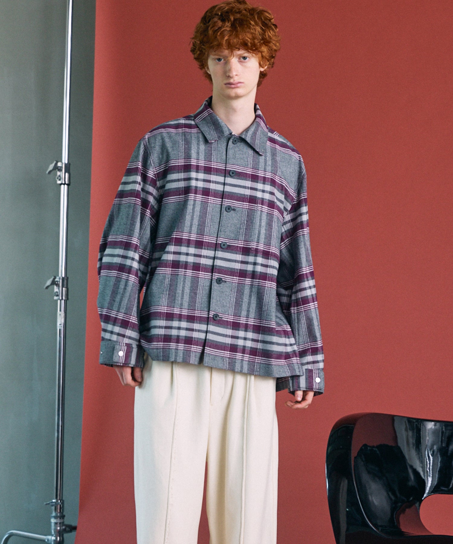 [26AW PRE-ORDER] [Italian dead stock fabric] Prime over regular collar shirt coat