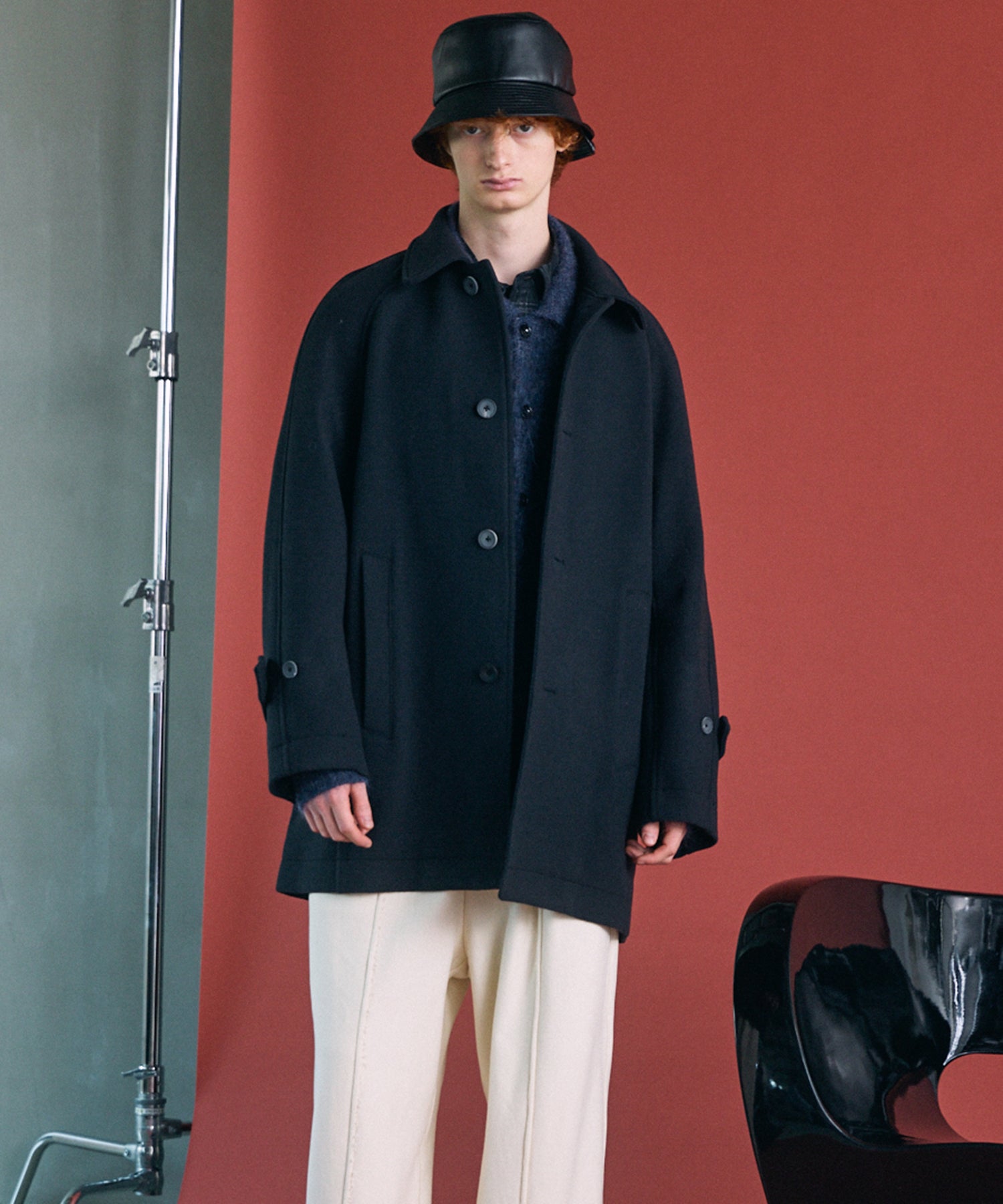 【26AW PRE-ORDER】【イタリアンデッドストックファブリック】プライムオーバーラグランスリーブハーフコート