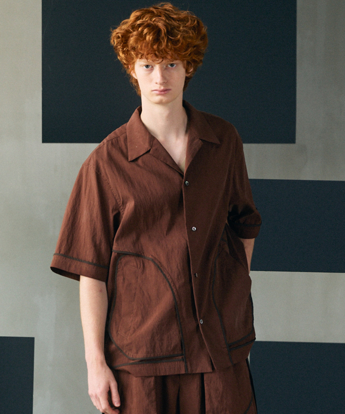 【26SS PRE-ORDER】Lyocell Nylon Washer Prime-Over Piping-detailed Switched Open-collar Shirt