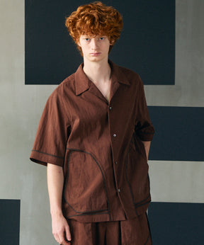 [26SS PRE-ORDER] Airy Striped Gabardine Prime-Over Short-sleeved Shirt