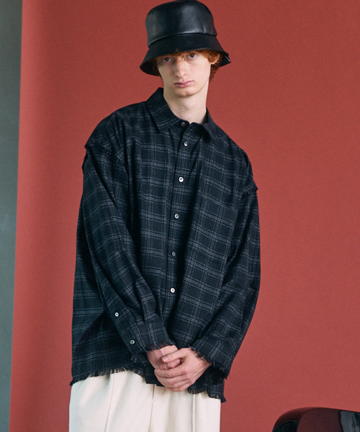 [Italian Dead Stock Fabric] Prime-Over Regular Collar Long Sleeve Shirt