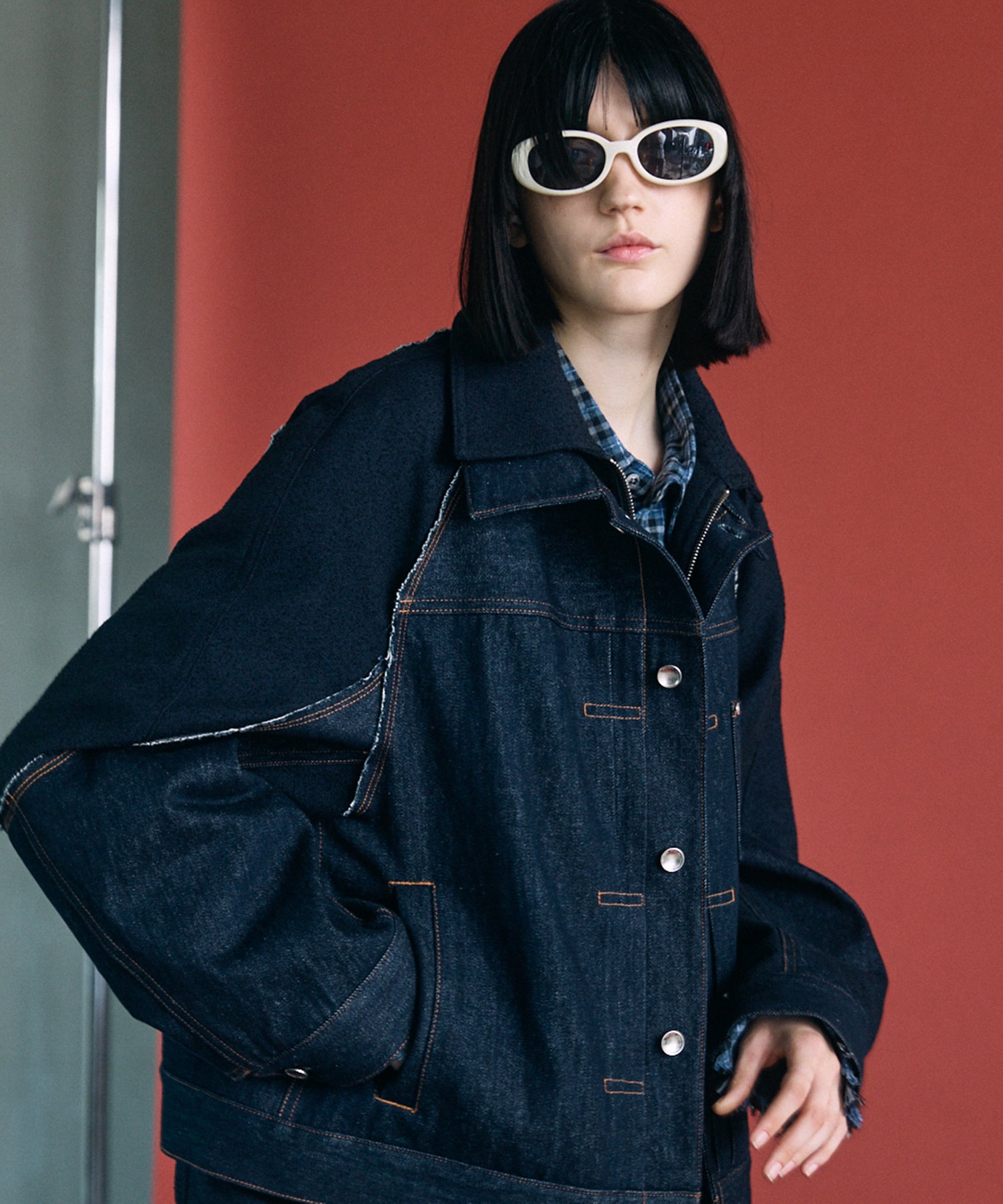 26AW PRE-PRDER】Different Materials Layering Prime-Over Trucker Jacket