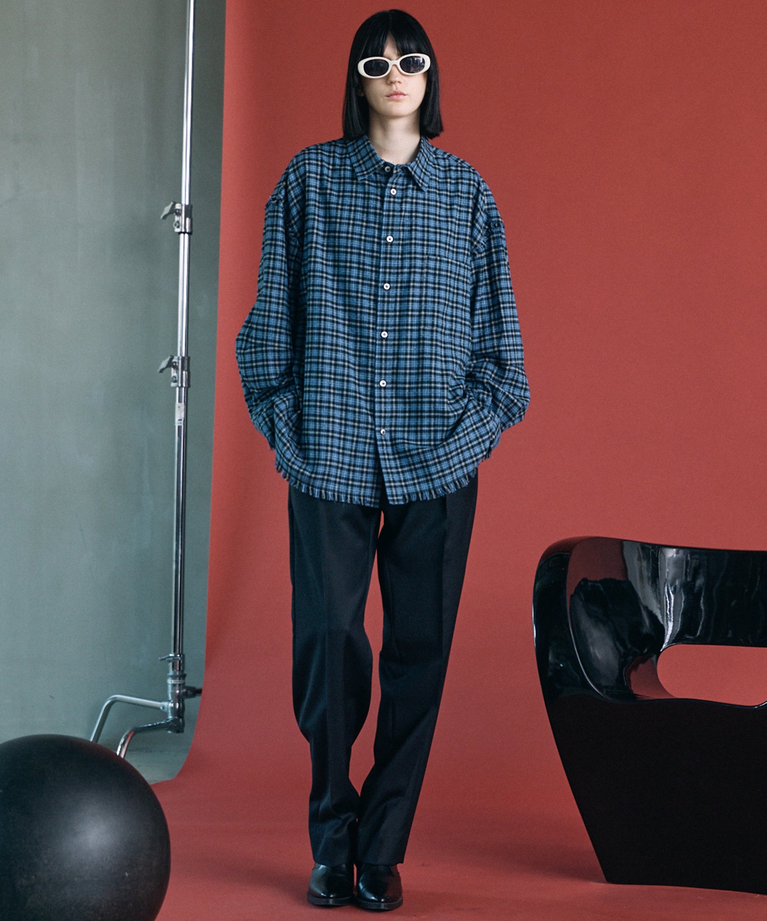 [Italian Dead Stock Fabric] Prime-Over Regular Collar Long Sleeve Shirt