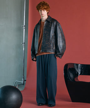 【26AW PRE-ORDER】Sheep Leather Prime-Over Single Riders Collared Jacket