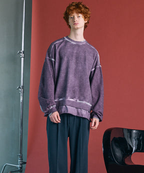 【PRE-ORDER】Heavy-Weight Sweat Embroidery Damage Over-Dye Crew Neck Pullover