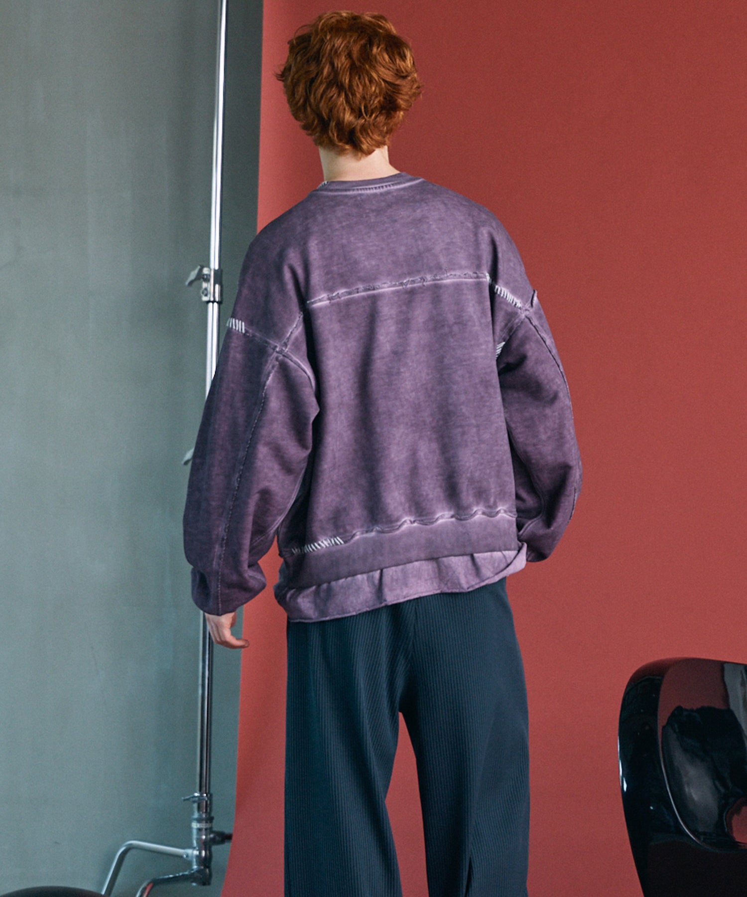 【PRE-ORDER】Heavy-Weight Sweat Embroidery Damage Over-Dye Crew Neck Pullover