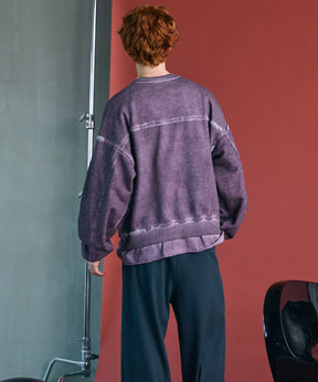 【PRE-ORDER】Heavy-Weight Sweat Embroidery Damage Over-Dye Crew Neck Pullover