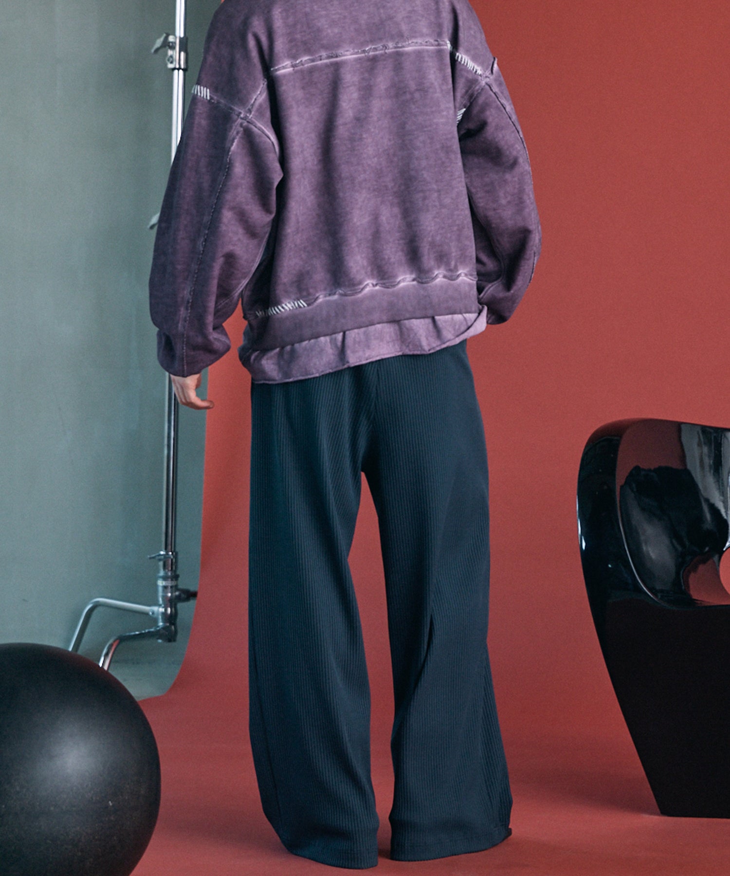 Omega Rib Pin Tuck Prime-Wide Pants