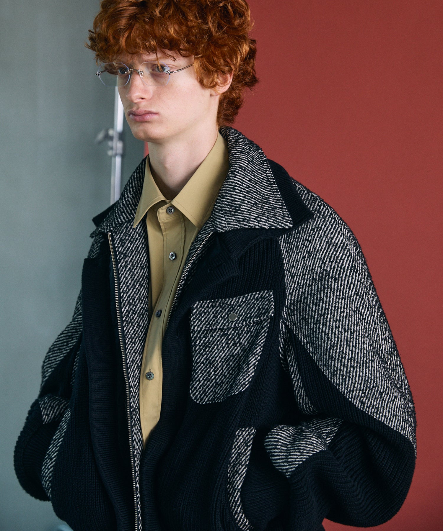 【26AW PRE-ORDER】ニットレイヤリングプライムオーバーツイードブルゾン