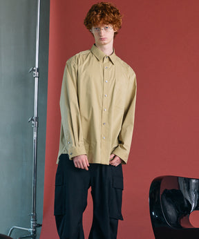 Airy Striped Gabardine Prime-Over Short-sleeved Shirt