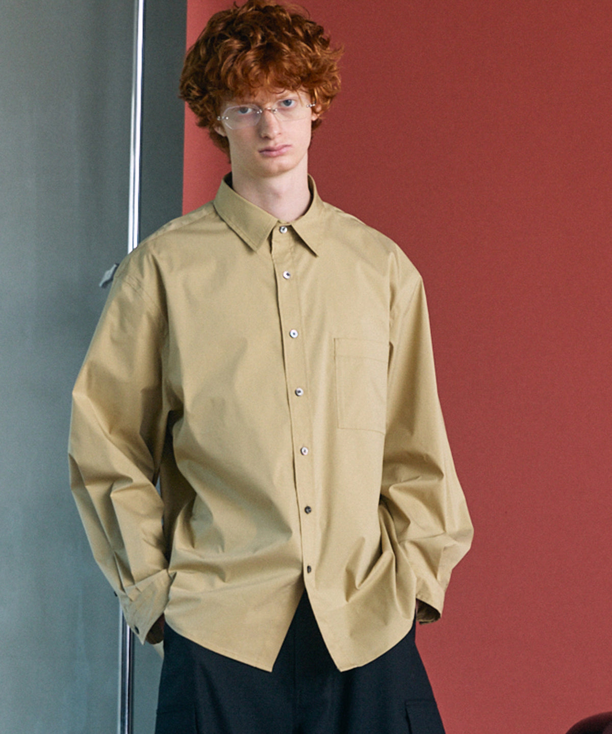 Airy Striped Gabardine Prime-Over Short-sleeved Shirt