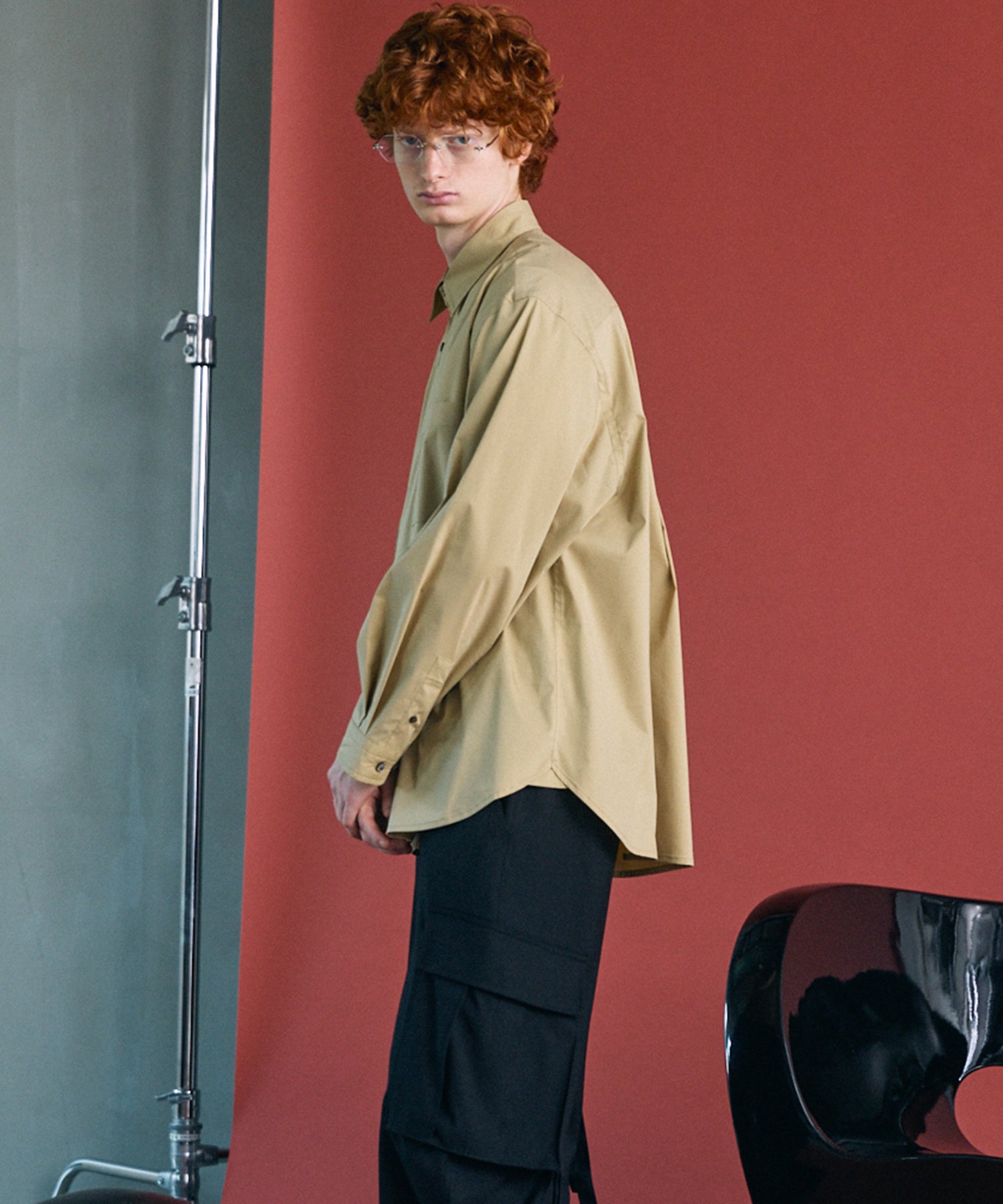Airy Striped Gabardine Prime-Over Short-sleeved Shirt