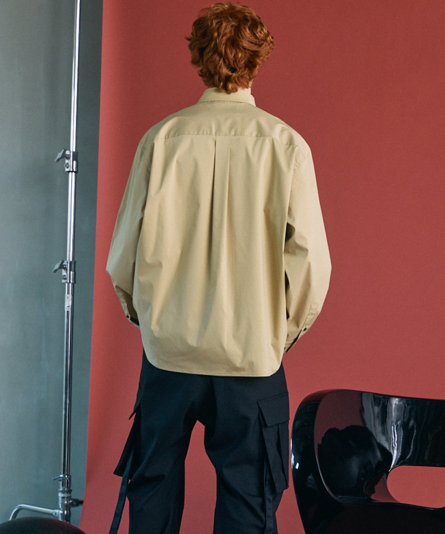 Airy Striped Gabardine Prime-Over Short-sleeved Shirt