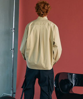 Airy Striped Gabardine Prime-Over Short-sleeved Shirt