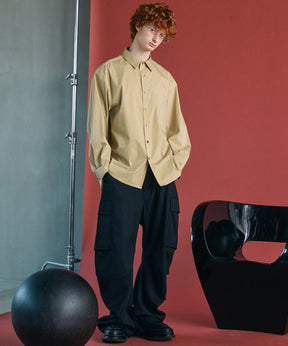Airy Striped Gabardine Prime-Over Short-sleeved Shirt