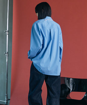 Airy Striped Gabardine Prime-Over Short-sleeved Shirt