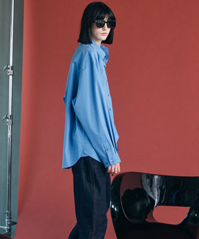 Airy Striped Gabardine Prime-Over Short-sleeved Shirt