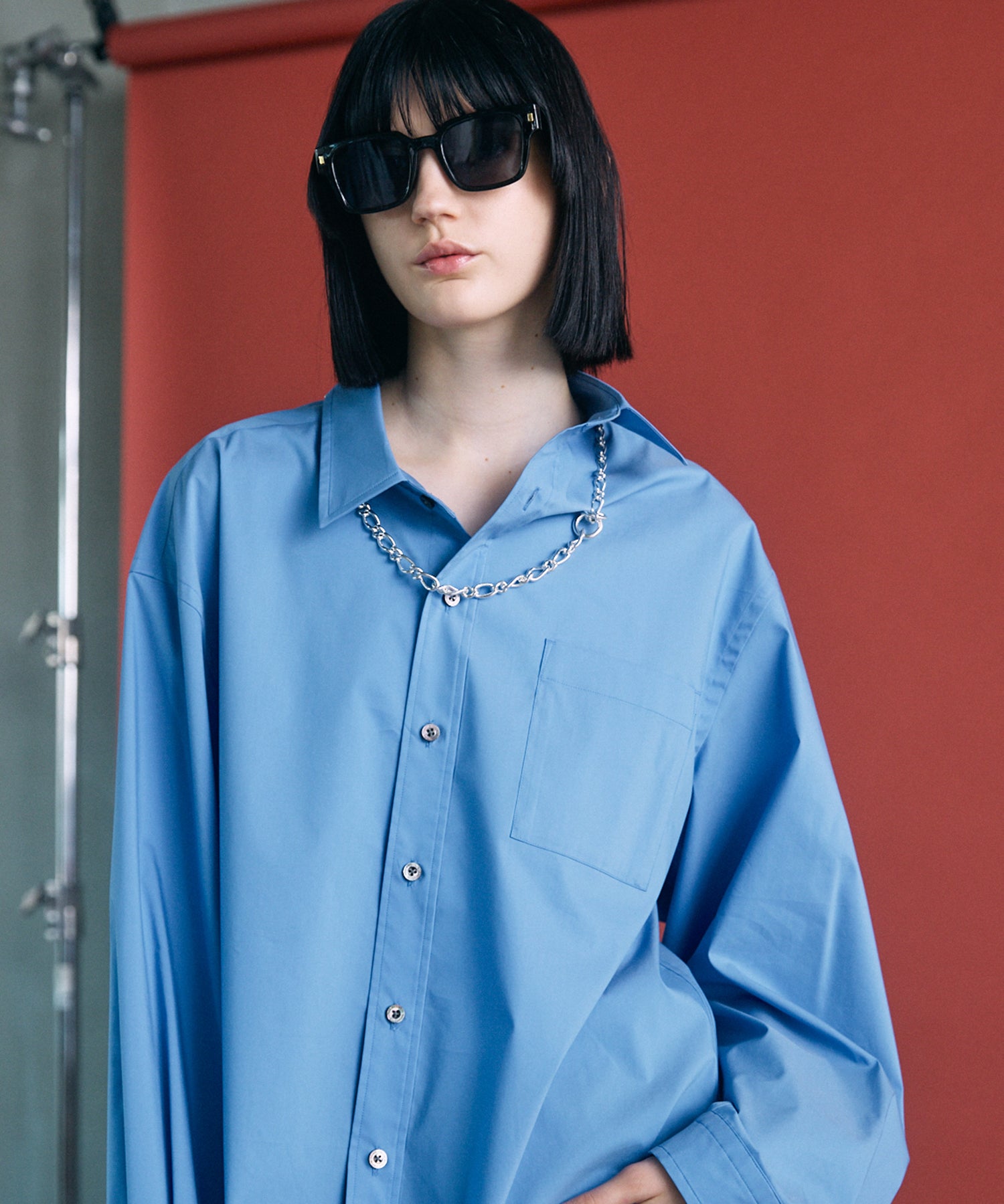 Airy Striped Gabardine Prime-Over Short-sleeved Shirt