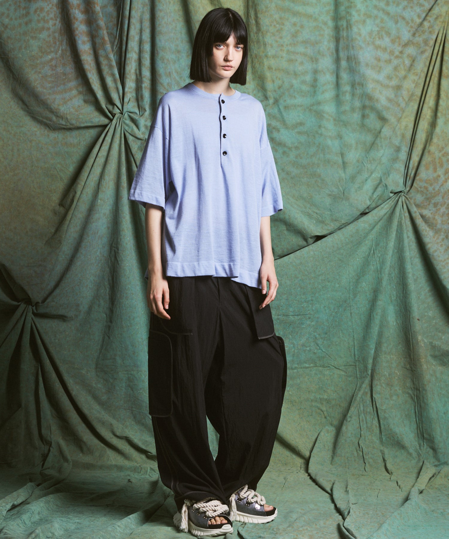[26SS PRE-ORDER] Airy Striped Gabardine Prime-Wide Two-tuck Pants