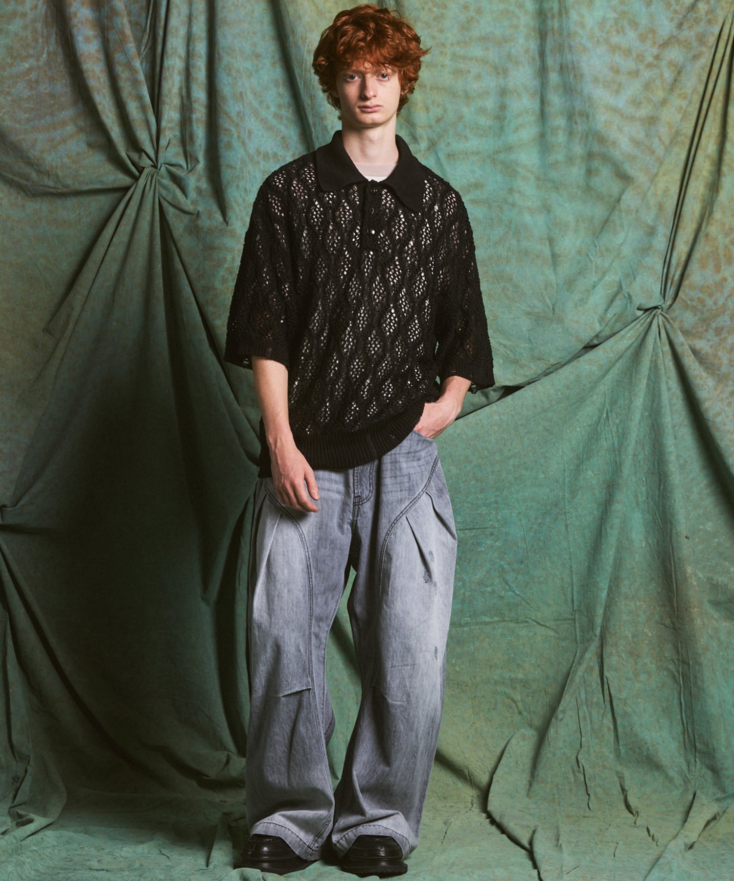 3D Cut Prime-Wide Gathered Denim Pants