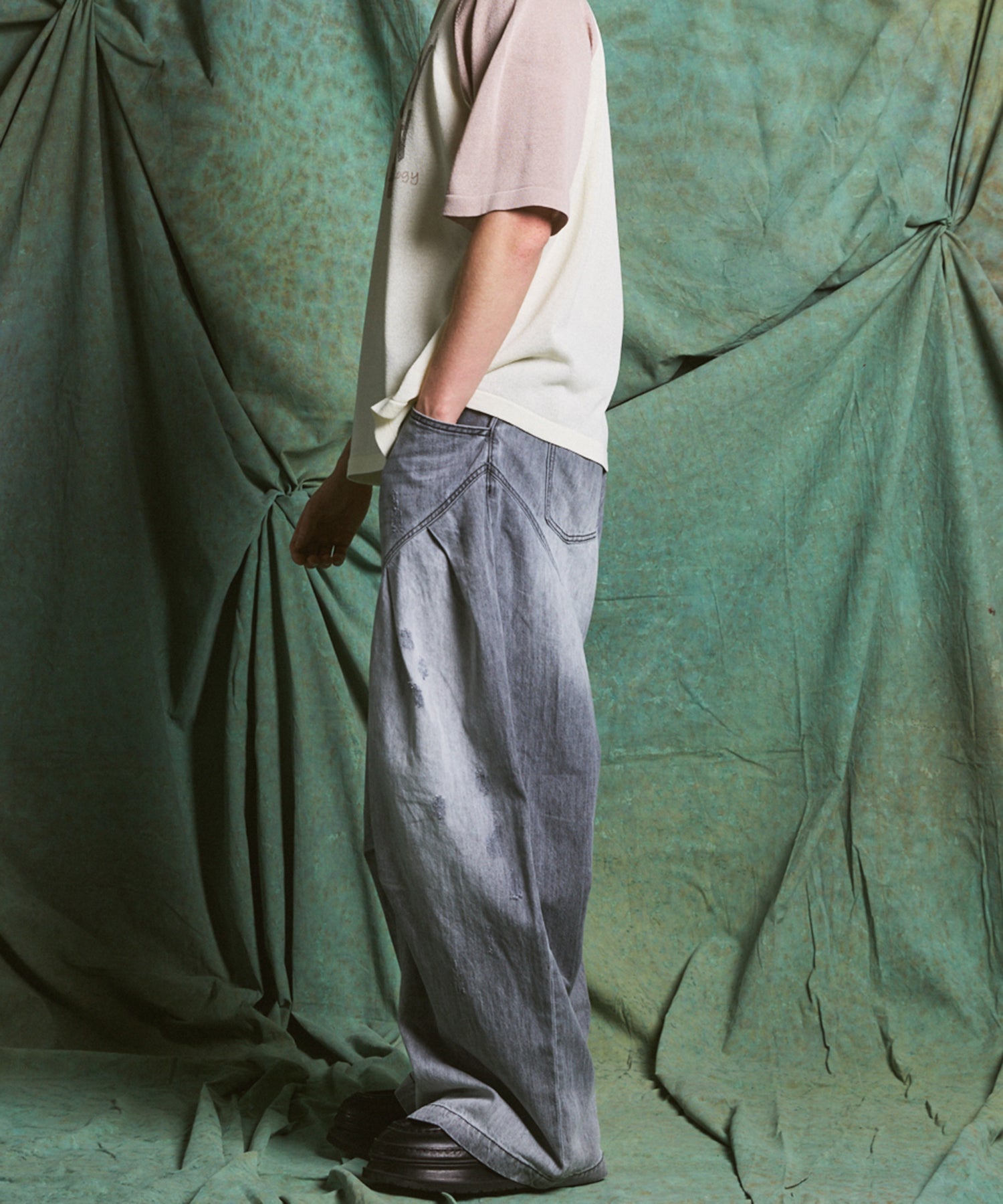 完売品 メゾンスペシャル カットプライムワイドギャザーデニムパンツ 3D Cut Prime-Wide Gathered Denim Pants