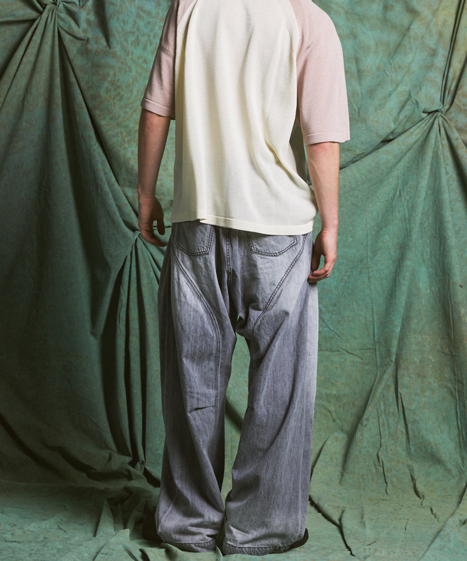 3D Cut Prime-Wide Gathered Denim Pants