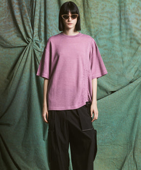 【26SS PRE-ORDER】Russell Mesh Prime-Over Asymmetrical Shirring T-shirt