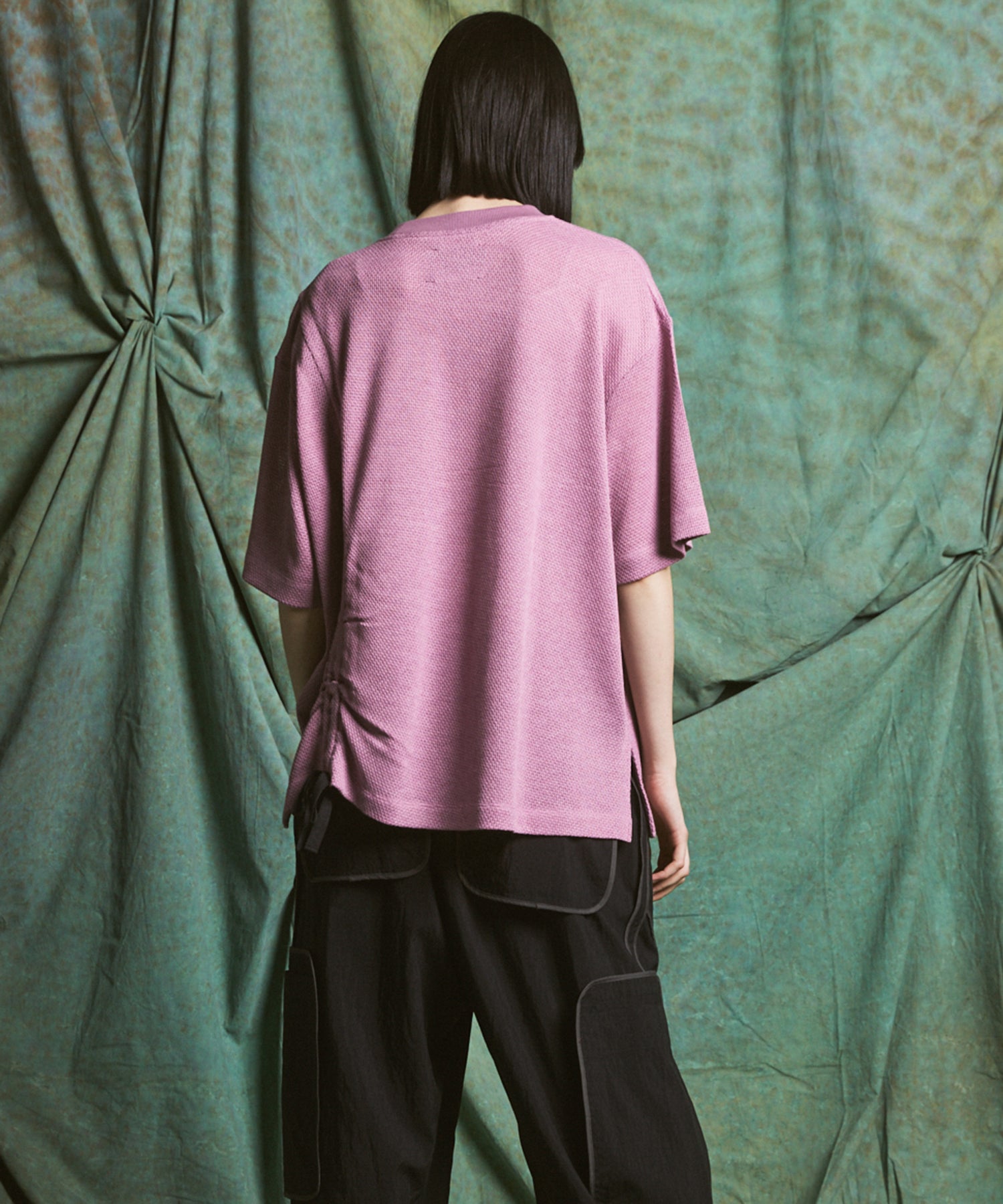 【26SS PRE-ORDER】Russell Mesh Prime-Over Asymmetrical Shirring T-shirt