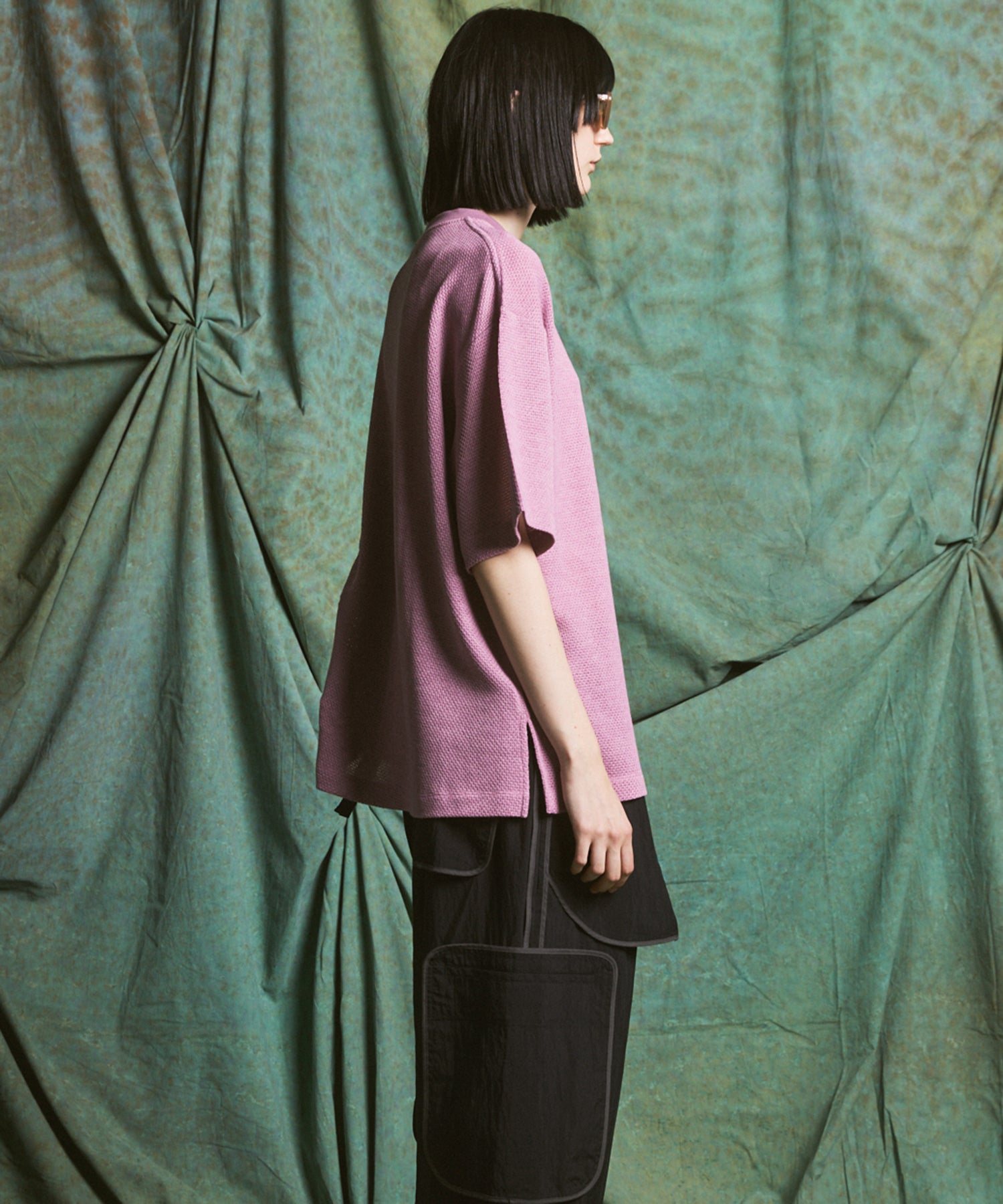 【26SS PRE-ORDER】Russell Mesh Prime-Over Asymmetrical Shirring T-shirt