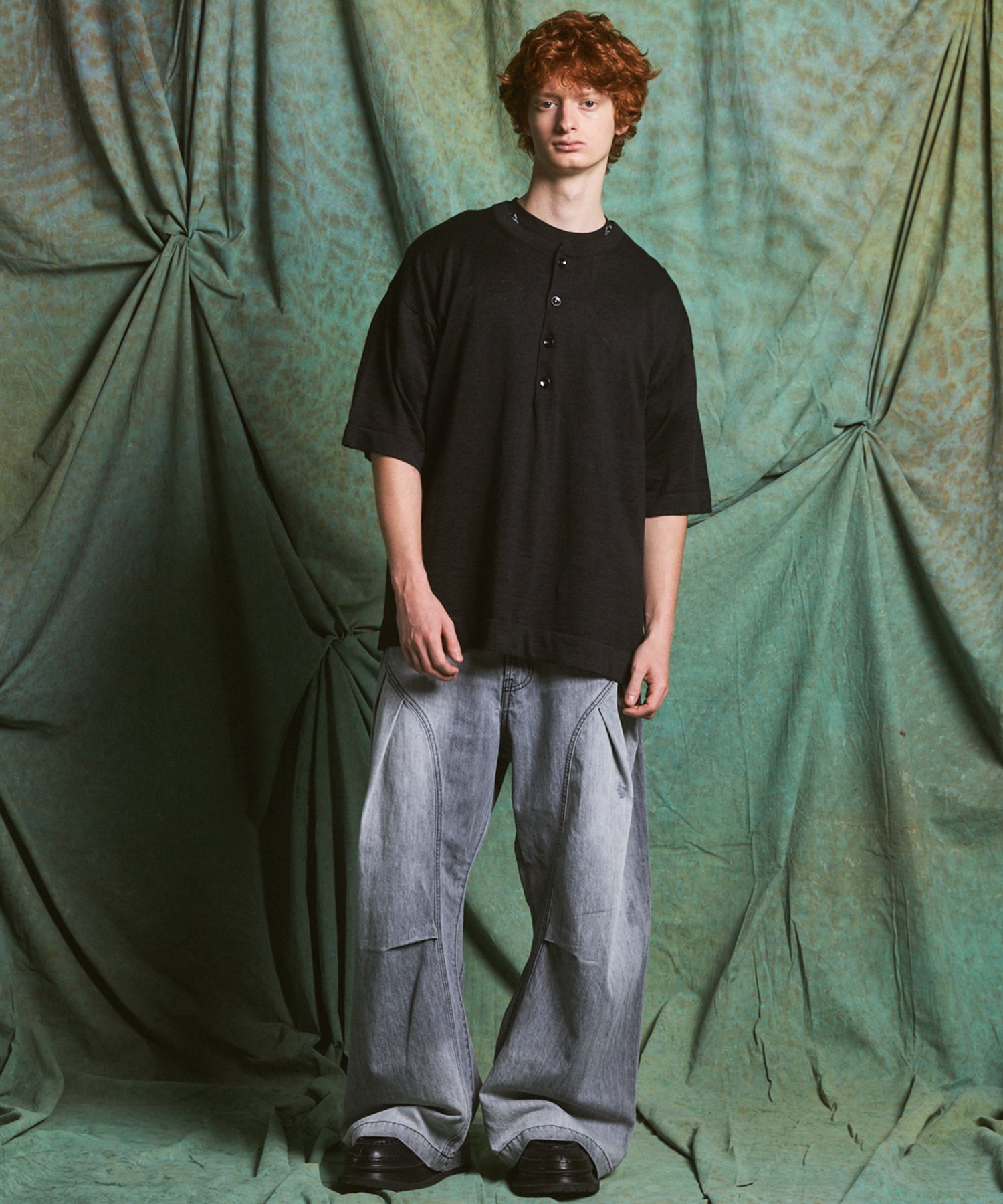 3D Cut Prime-Wide Gathered Denim Pants