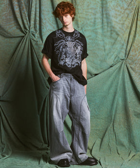3D Cut Prime-Wide Gathered Denim Pants