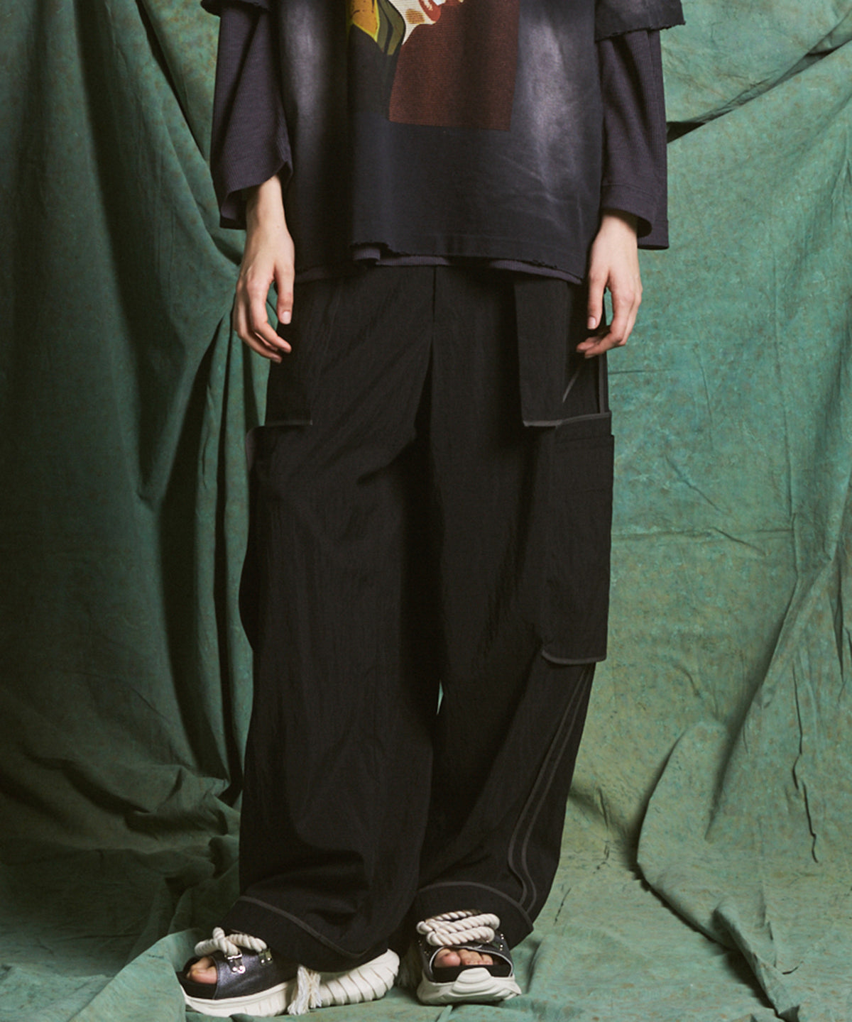 【26SS PRE-ORDER】Lyocell Nylon Washer Prime-Wide Inside-out Slacks