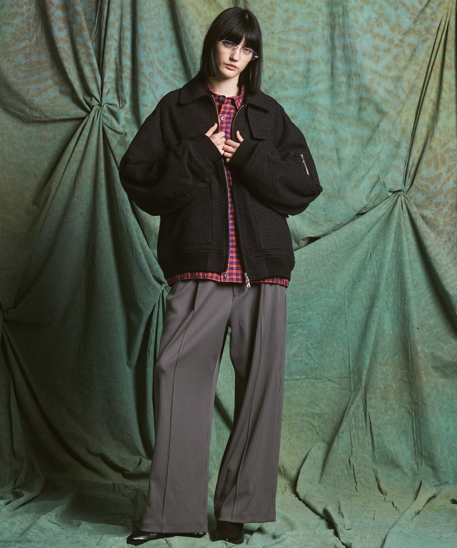 Omega Rib Pin Tuck Prime-Wide Pants