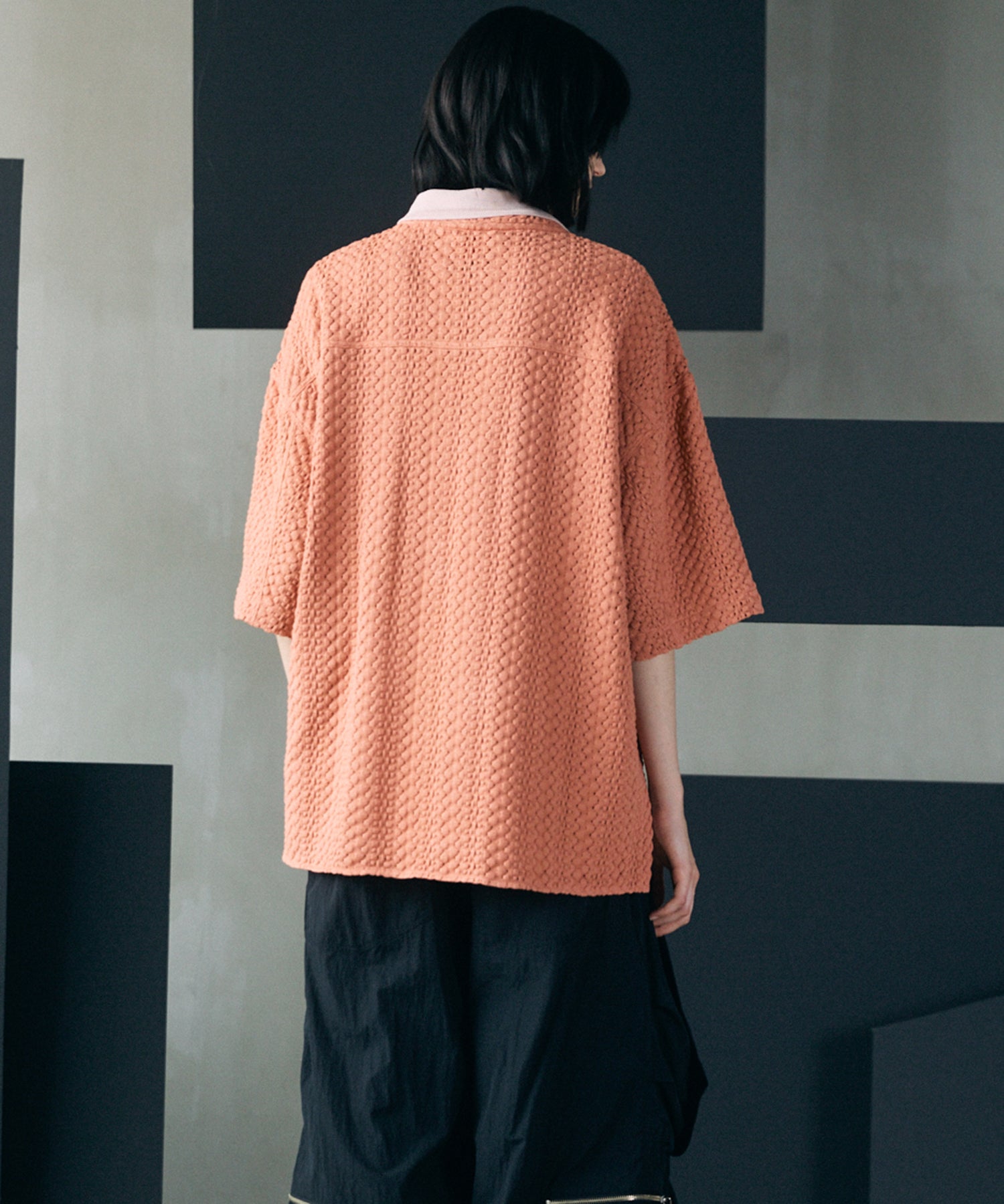 [26SS PRE-ORDER]Birdseye Jersey Mesh Prime-Over Henry Neck Short-sleeved T-shirt