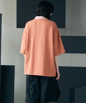 [26SS PRE-ORDER]Birdseye Jersey Mesh Prime-Over Henry Neck Short-sleeved T-shirt