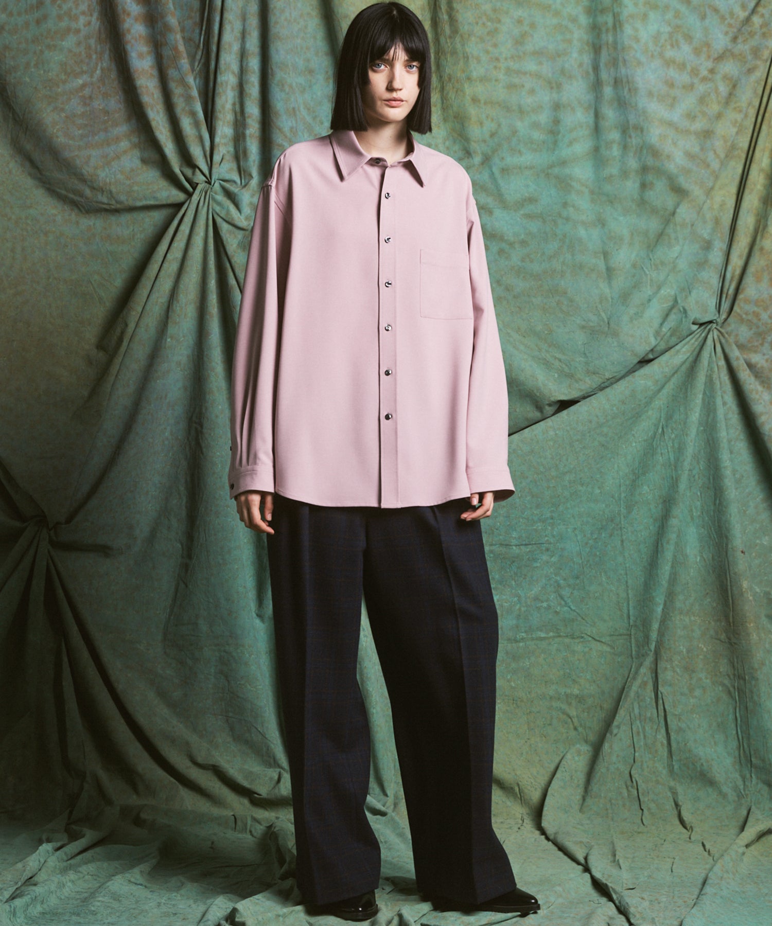 [Italian Dead Stock Fabric] Prime-Over Regular Collar Long Sleeve Shirt