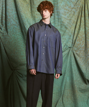 4 Colors Chambray Washable Wool Prime-Over Regular Collar Shirt