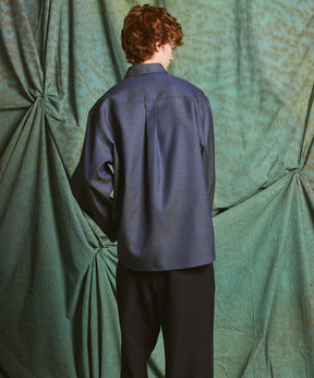 4 Colors Chambray Washable Wool Prime-Over Regular Collar Shirt