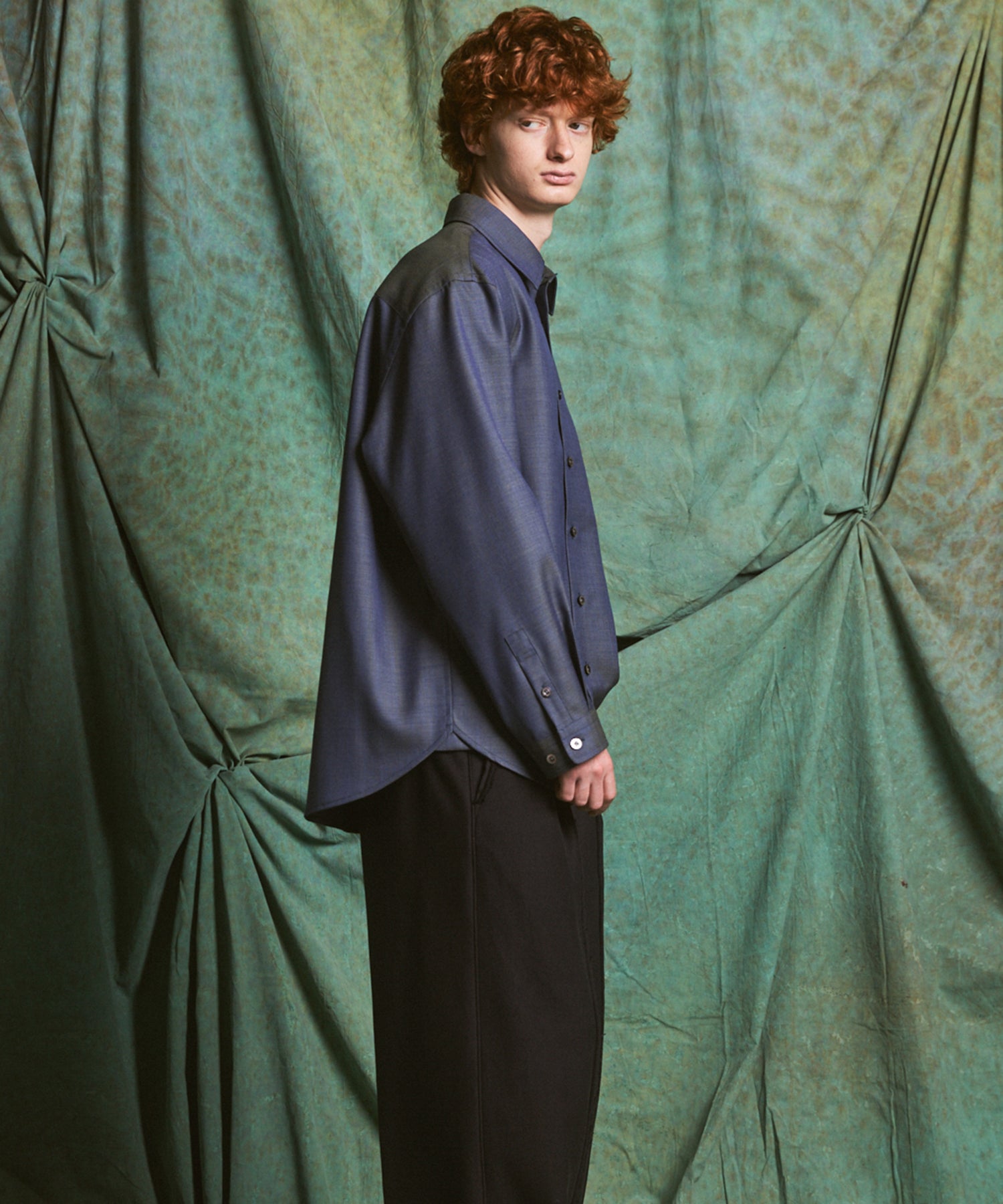 4 Colors Chambray Washable Wool Prime-Over Regular Collar Shirt