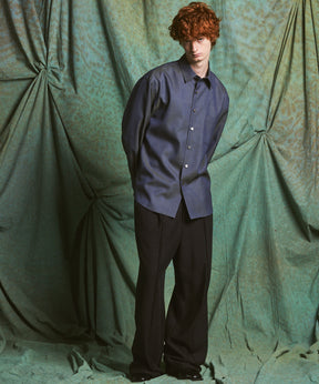 4 Colors Chambray Washable Wool Prime-Over Regular Collar Shirt