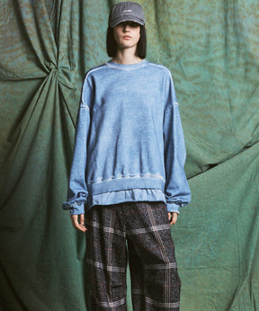 【PRE-ORDER】Heavy-Weight Sweat Embroidery Damage Over-Dye Crew Neck Pullover
