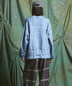 【PRE-ORDER】Heavy-Weight Sweat Embroidery Damage Over-Dye Crew Neck Pullover