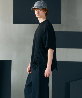 【26SS PRE-ORDER】Russell Mesh Prime-Over Asymmetrical Shirring T-shirt